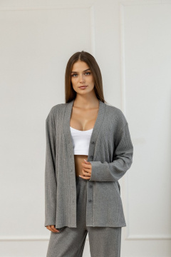 Кардиган из трикотажа свободный прямой по центру пуговицы Atelero 1112С серый - фото 1