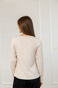 Лонгслив из трикотажа облегающий с вырезом лодочка Atelero 1113 бежевый - фото 4