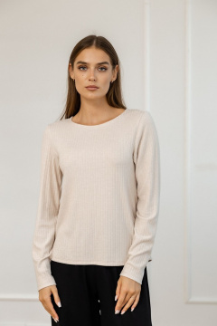 Лонгслив из трикотажа облегающий с вырезом лодочка Atelero 1113 бежевый - фото 1