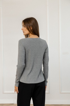 Лонгслив из трикотажа облегающий с вырезом лодочка Atelero 1113С серый - фото 3