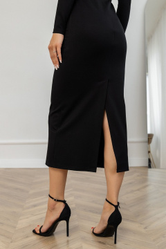 Модное длинное черное платье облегающее с шлицей и шнуровкой Atelero 1115 черный - фото 4