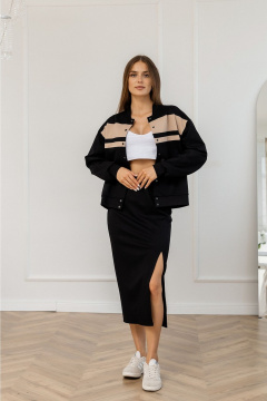 Юбка из трикотажа с разрезом по переду и резинкой по талии Atelero 1117 черный - фото 3