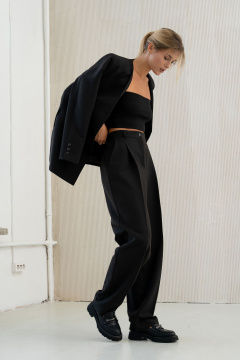 Свободные брюки с заужением и складками на пояс SILVERSPICE S-3415 - фото 1