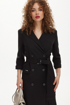 Платье на бретелях с двубортной застежкой и поясом из текстиля Твой имидж 1948 черный - фото 3