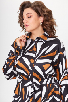 Мультиколор платье-рубашка свободного кроя с принтом и разрезами VIPPRIMO 111 мультиколор - фото 4