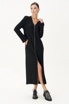 Полуприлегающее трикотажное платье с разрезом и V-образной горловиной Fantazia Mod 4883 - фото 1