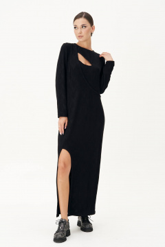 Элегантное трикотажное платье с разрезом и асимметричным кроем Fantazia Mod 4880 - фото 1