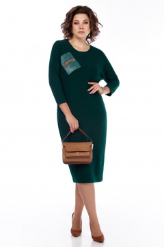 Полуприлегающее платье с кожаной аппликацией и ремнём из трикотажа БагираАнТа 981 - фото 1