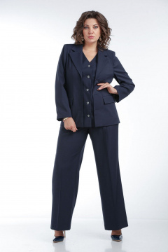 Костюм из текстиля: жакет и брюки прямого силуэта VIA-Mod 638 синий - фото 1