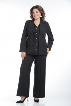 Стильный костюм: жакет и брюки из текстильного материала VIA-Mod 638 черный - фото 4
