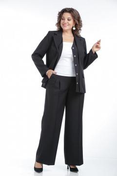 Стильный костюм: жакет и брюки из текстильного материала VIA-Mod 638 черный - фото 3