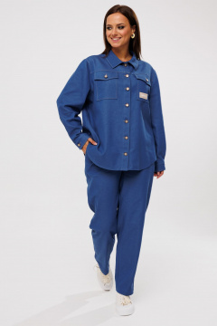 Джинсовый костюм из тянущегося денима с рубашкой и классическими брюками Mubliz 227 - фото 3