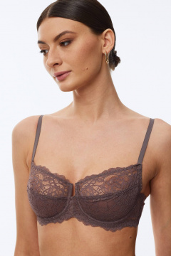 Коричневый кружевной бюстгальтер на подкладке с каркасами Леди Леда 427-279 - фото 1