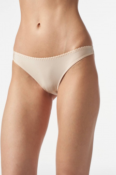 Бежевые трусы-слипы из микрофибры и кружева с низкой линией Леди Леда 331-319 - фото 3