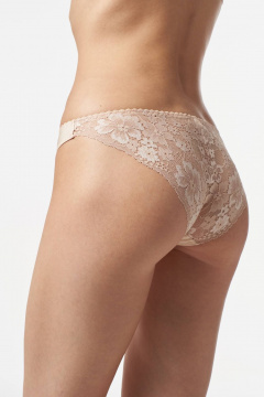 Бежевые трусы-слипы из микрофибры и кружева с низкой линией Леди Леда 331-319 - фото 2