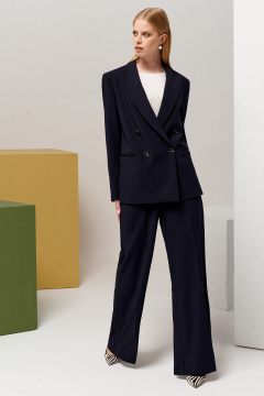 Оверсайз двубортный жакет из текстиля для делового образа Панда 123331 черный - фото 2