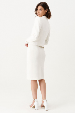 Костюм из жакета и юбки из текстиля для офиса Панда 135110w молочный - фото 2