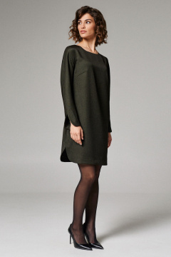 Платье прямое из мягкой ткани с вырезами и рукавом 3/4 Панда 182580w зеленый - фото 2
