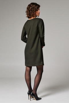Платье прямое из мягкой ткани с вырезами и рукавом 3/4 Панда 182580w зеленый - фото 3