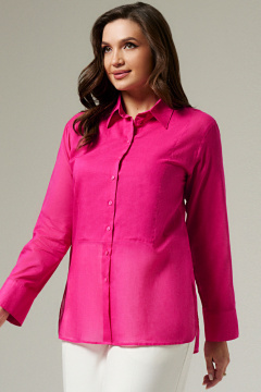 Блуза хлопковая из текстиля с классической застежкой Панда 184540w розовый - фото 2