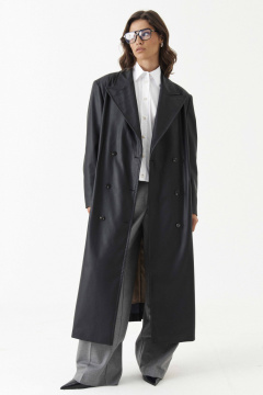 Плащ полуприлегающий на подкладке с талиевыми вытачками Панда 192470w черный - фото 1