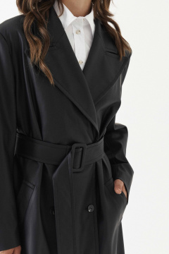 Плащ полуприлегающий на подкладке с талиевыми вытачками Панда 192470w черный - фото 3