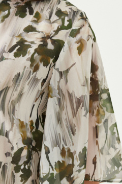 Платье прямое из смесовой ткани с поясом и рукавом чуть выше локтя Панда 202180w бежево-зеленый - фото 4