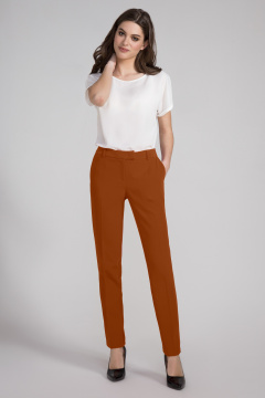 Брюки коричневые зауженные классические для офиса Панда ПА-422860 горчичный - фото 1