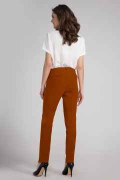 Брюки коричневые зауженные классические для офиса Панда ПА-422860 горчичный - фото 2