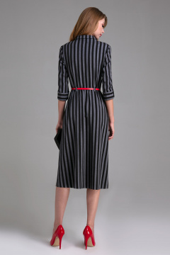 Платье приталенного кроя расклешенная длина ниже колена Панда ПА-450180 серо-черный - фото 2