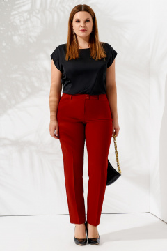 Брюки зауженные с высокой посадкой из трикотажа Панда ПА-451460 терракотовый - фото 1