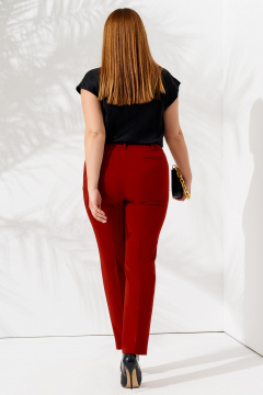 Брюки зауженные с высокой посадкой из трикотажа Панда ПА-451460 терракотовый - фото 2