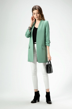 Жакет в стиле кэжуал с минимумом застежек и карманами Панда ПА-453530 фисташковый - фото 1