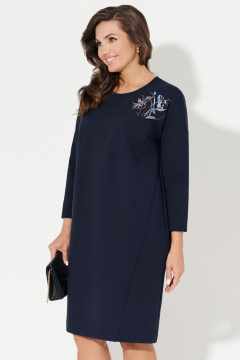 Платье трикотажное зауженное с круглым вырезом Панда ПА-453680 синий - фото 2
