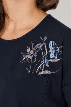 Платье трикотажное зауженное с круглым вырезом Панда ПА-453680 синий - фото 4