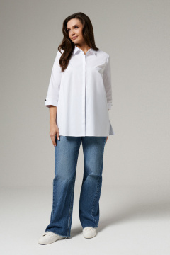 Платье из трикотажа с декоративной молнией и карманами Панда ПА-457340 белый - фото 2