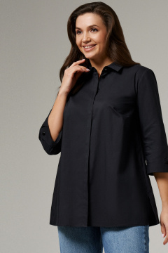 Блузка рубашечного кроя из хлопка с длинным рукавом Панда ПА-457340 черный - фото 2