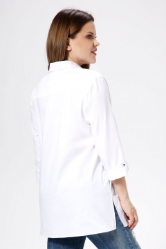 Блуза деловая из хлопка с разрезами и кокеткой Панда ПА-457341 белый - фото 3