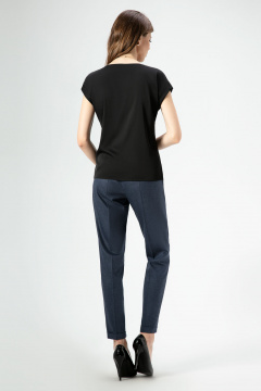 Блуза летняя черная с коротким рукавом и классическим фасоном Панда ПА-459340 черный - фото 2