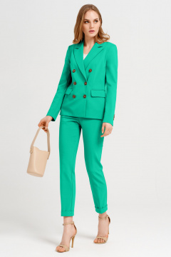 Зеленый костюм 2-ка из хлопка: жакет и классические брюки Панда ПА-463920 зеленый - фото 1