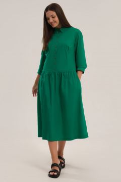 Летнее платье миди трапеция из хлопковой ткани Панда ПА-474987 зеленый - фото 1
