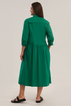 Летнее платье миди трапеция из хлопковой ткани Панда ПА-474987 зеленый - фото 2