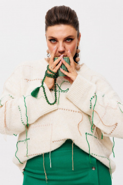 Юбка-карандаш из хлопкового джинса с ярким цветом Anelli 1453-1 ива - фото 3