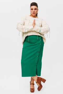 Юбка-карандаш из хлопкового джинса с ярким цветом Anelli 1453-1 ива - фото 2