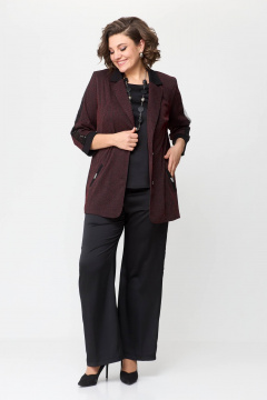 Красный жакет с нагрудной выточкой и вставками из сетки с пайетками Solomeya Lux 942 - фото 5