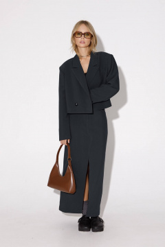 Костюм-двойка с укороченным оверсайз жакетом и миди-юбкой PiRS 5053 графитовый - фото 5