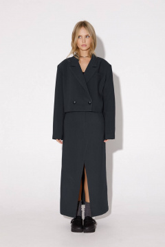 Костюм-двойка с укороченным оверсайз жакетом и миди-юбкой PiRS 5053 графитовый - фото 1