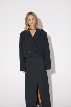 Костюм-двойка с укороченным оверсайз жакетом и миди-юбкой PiRS 5053 графитовый - фото 3