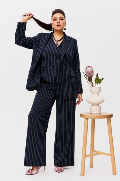 Деловой костюм тройка из текстиля: жакет, брюки и жилет, синий Anelli 1426.1 кот_дона_корлеоне - фото 1