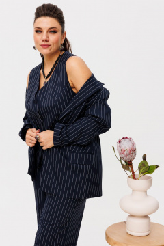 Деловой костюм тройка из текстиля: жакет, брюки и жилет, синий Anelli 1426.1 кот_дона_корлеоне - фото 2